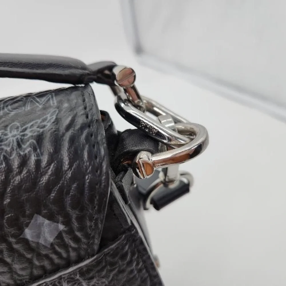 MCM Patricia Visteos mini Black Leather Shoulder Bag with Silver Accents - Picture 7 of 8